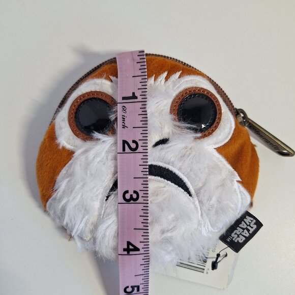 Loungefly Star Wars Porg Coin Purse Furry Plush Retired Zipper New 5" - Picture 5 of 6